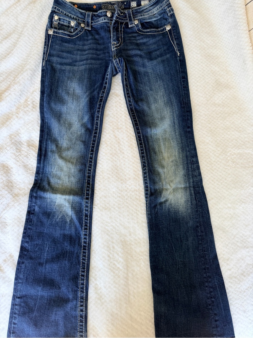 Miss Me Dark Wash Flared Women's Jeans - Blue